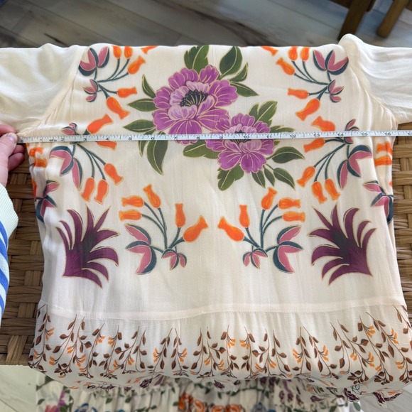 Farm Rio Winter Garden Ruffle Long Sleeve Maxi Dress Cream Floral Boho Size XS - Picture 9 of 9